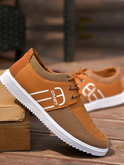 Orange and White Canvas Round Toe Platform Lace Up Rubber Shoes