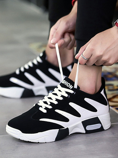 Black and White Leather and Suede Round Toe Platform Lace Up Rubber Shoes