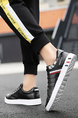 Black and White Leather Round Toe Platform Lace Up Rubber Shoes