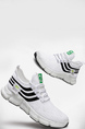 White and Black Fabric Round Toe Platform Lace Up Slip On Rubber Shoes
