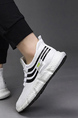White and Black Fabric Round Toe Platform Lace Up Slip On Rubber Shoes