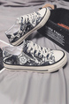 White Blue Canvas Round Toe Platform Lace Up Rubber Shoes