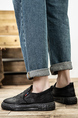 Black Canvas Round Toe Platform Slip On Sneaker