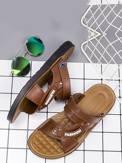 Brown Plastic Open Toe Platform Ankle Strap Sandals