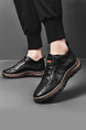 Black Leather Round Toe Platform Lace Up Rubber Shoes