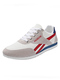 White Red and Blue Leather and Canvas Round Toe Platform Lace Up Rubber Shoes