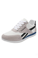 White and Black Blue Leather and Canvas Round Toe Platform Lace Up Rubber Shoes