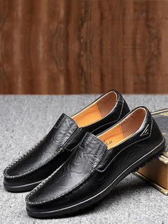 Black Patent Leather Round Toe Platform Slip On Leather Shoes