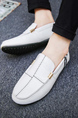White Leather Round Toe Platform Slip On Loafer