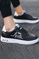 Black and White Leather Round Toe Platform Lace Up Rubber Shoes