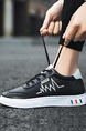 Black and White Leather Round Toe Platform Lace Up Rubber Shoes