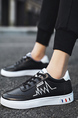 Black and White Leather Round Toe Platform Lace Up Rubber Shoes