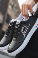 Black and White Leather Round Toe Platform Lace Up Rubber Shoes