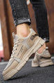 Brown Leather and Mesh Round Toe Platform Lace Up Rubber Shoes