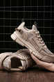 Brown Leather and Mesh Round Toe Platform Lace Up Rubber Shoes