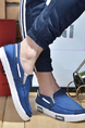 Blue Canvas Round Toe Platform Lace Up Loafer