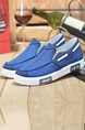 Blue Canvas Round Toe Platform Lace Up Loafer
