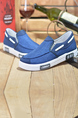 Blue Canvas Round Toe Platform Lace Up Loafer