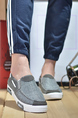 Gray Canvas Round Toe Platform Slip On Loafer