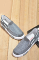 Gray Canvas Round Toe Platform Slip On Loafer