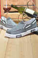 Gray Canvas Round Toe Platform Slip On Loafer