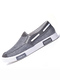 Gray Canvas Round Toe Platform Slip On Loafer