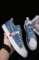 Blue and White Canvas Round Toe Platform Lace Up Rubber Shoes