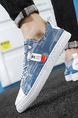 Blue and White Canvas Round Toe Platform Lace Up Rubber Shoes