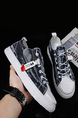 Navy Blue Canvas Round Toe Platform Lace Up Rubber Shoes