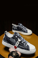 Navy Blue Canvas Round Toe Platform Lace Up Rubber Shoes