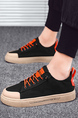 Black Orange Canvas Round Toe Platform Lace Up Rubber Shoes
