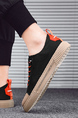 Black Orange Canvas Round Toe Platform Lace Up Rubber Shoes