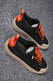 Black Orange Canvas Round Toe Platform Lace Up Rubber Shoes