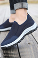 Blue and White Fabric Round Toe Platform Slip On Rubber Shoes