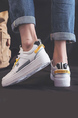 White Leather Round Toe Platform Lace Up Rubber Shoes