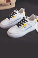 White Leather Round Toe Platform Lace Up Rubber Shoes