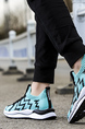 Aqua and White Fabric Round Toe Platform Lace Up Slip On Rubber Shoes