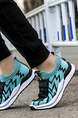 Aqua and White Fabric Round Toe Platform Lace Up Slip On Rubber Shoes