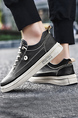 Black Leather Round Toe Platform Lace Up Rubber Shoes