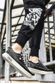 Black Leather Round Toe Platform Lace Up Rubber Shoes