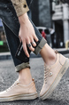 Off White Leather Round Toe Platform Lace Up Rubber Shoes