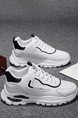 White and Black Leather Round Toe Platform Lace Up Rubber Shoes