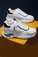 White and Black Leather Round Toe Platform Lace Up Rubber Shoes