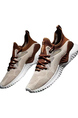 Brown and White Fabric Round Toe Platform Lace Up Rubber Shoes