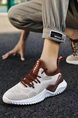 Brown and White Fabric Round Toe Platform Lace Up Rubber Shoes
