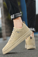 Brown Leather Round Toe Platform Lace Up Rubber Shoes