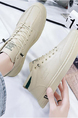 Brown Leather Round Toe Platform Lace Up Rubber Shoes