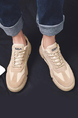 Brown Canvas  and Suede Round Toe Platform Lace Up Rubber Shoes