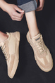Brown Canvas  and Suede Round Toe Platform Lace Up Rubber Shoes