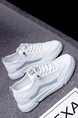White Leather and Canvas Round Toe Platform Lace Up Rubber Shoes